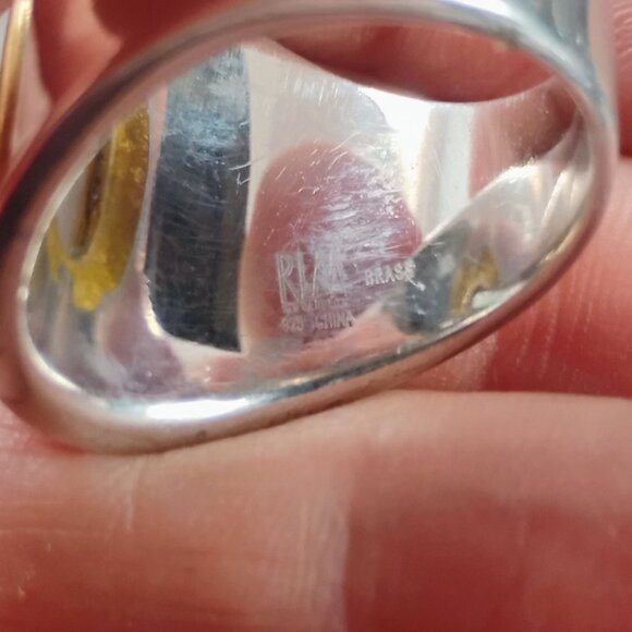 RLM Studio Robert Lee Morris Sterling Silver Brass Mother of Pearl Ring Size 10 - Picture 9 of 11